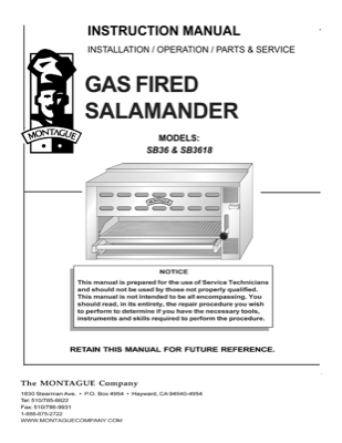 Salamander Broiler &mdash; SB36 / SB3618 &mdash; first page